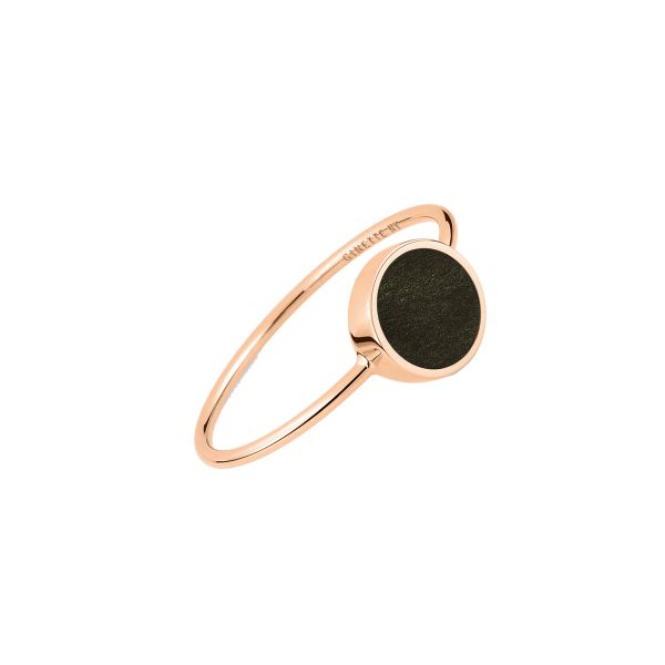 Bague Ginette NY Ever Disc Mini en or rose et obsidienne dorée