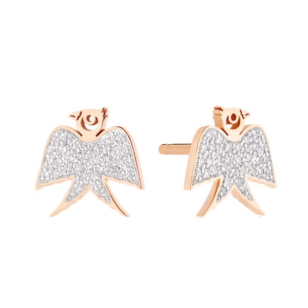 Ginette NY Georgia Solo studs in rose gold and diamonds