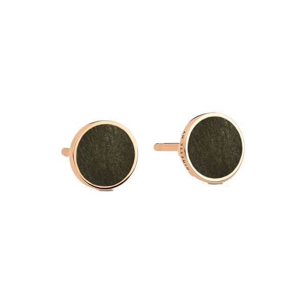 Ginette NY Mini Ever stud in rose gold and gold gilded obsidian