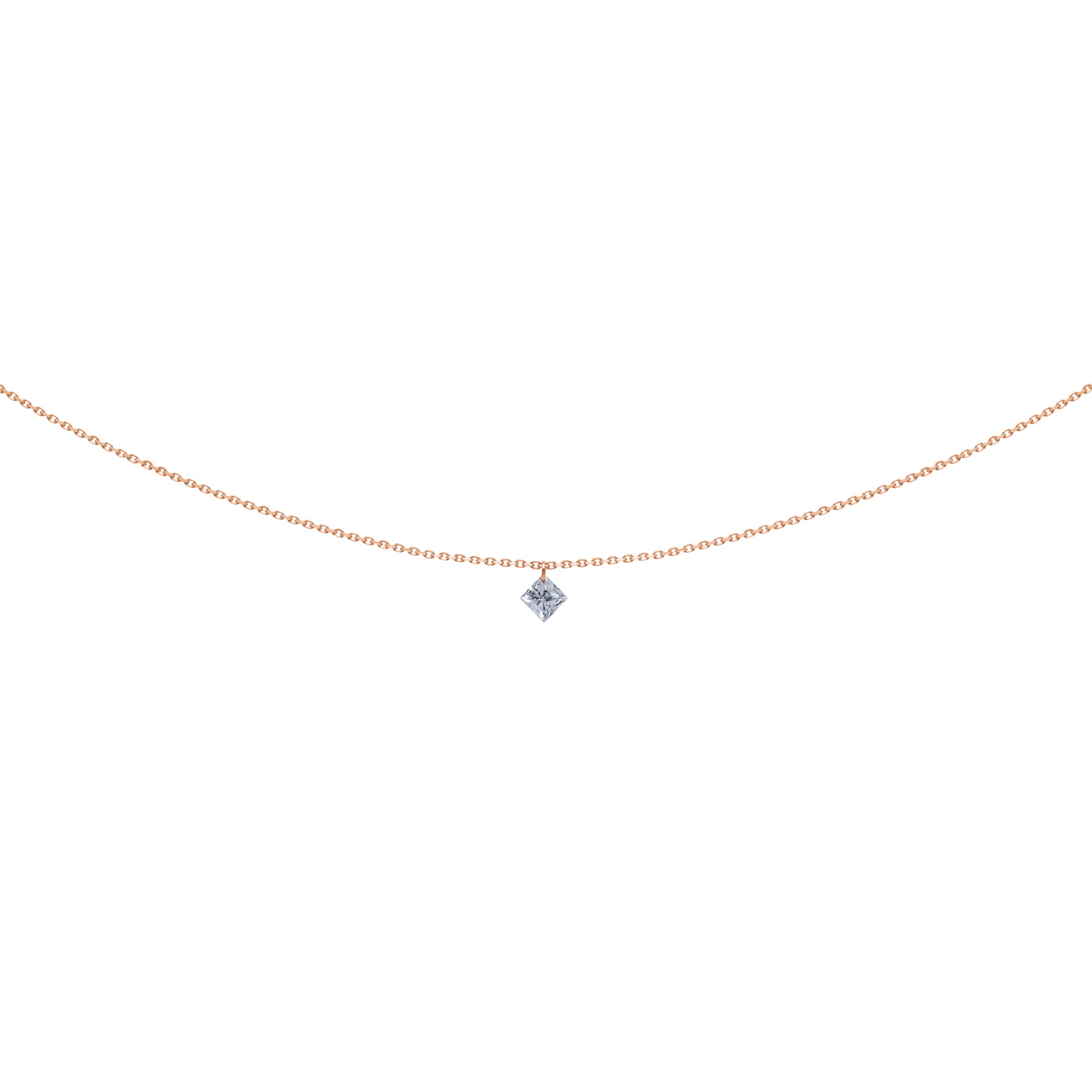 Pendentif La Brune et La Blonde 360° en or rose diamant taille princesse 0,20 carat