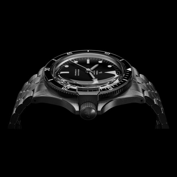 Yema Superman Slim CMM.20 automatic watch black dial steel bracelet 39 mm