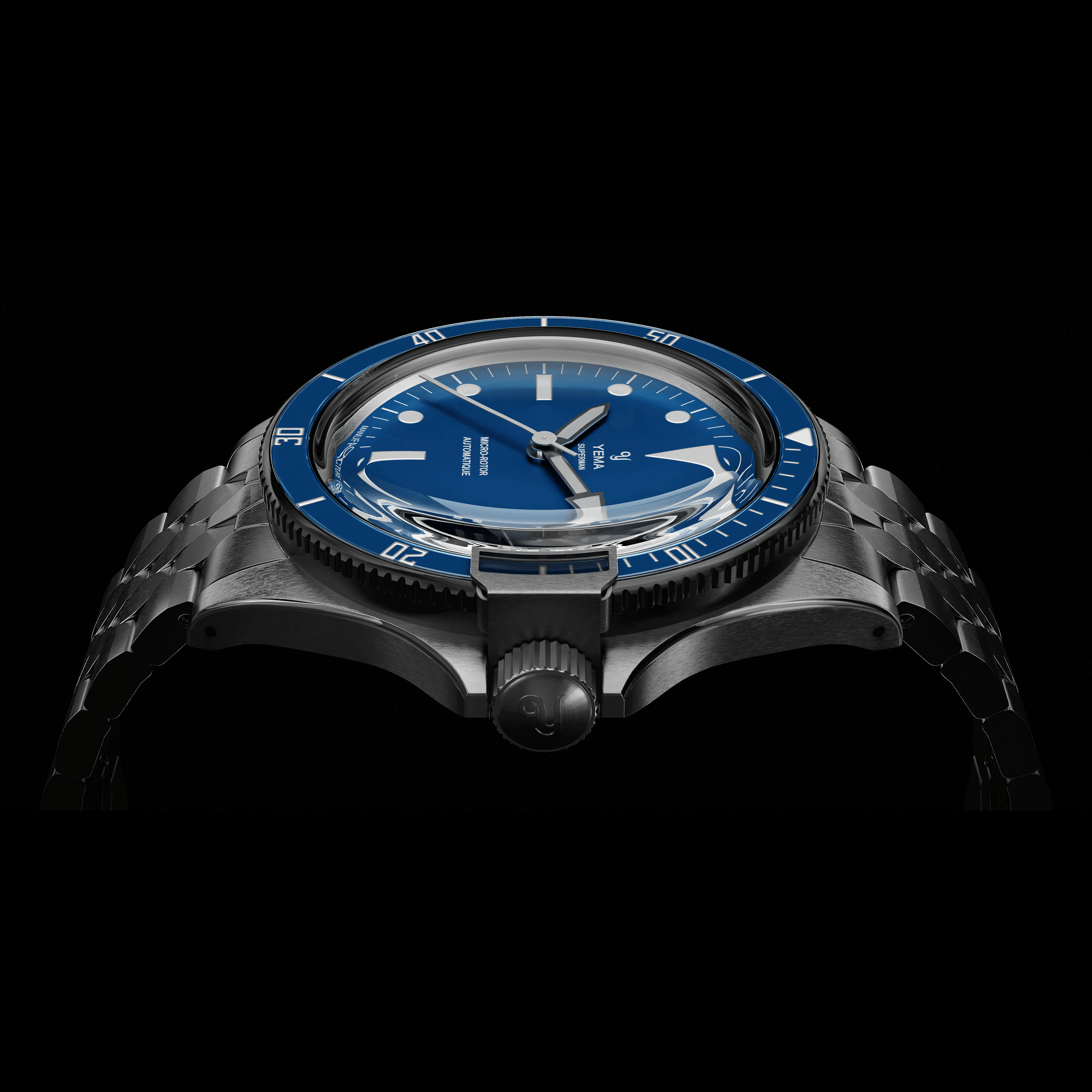 Montre Yema Superman Slim CMM.20 automatique cadran bleu bracelet acier 39 mm 11.24.55.SN.M3