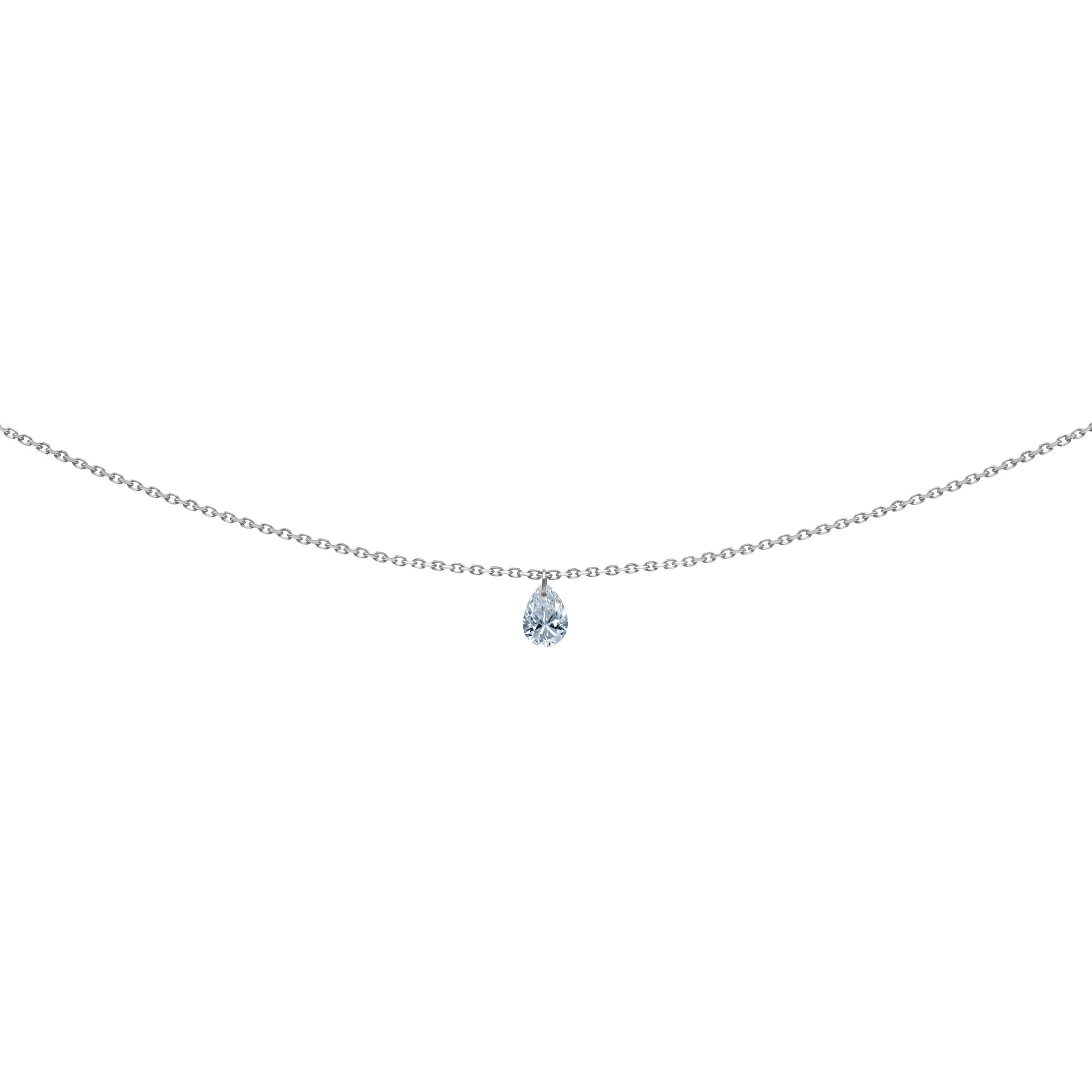 Pendentif La Brune et La Blonde 360° en or blanc diamant taille poire 0,25 carat