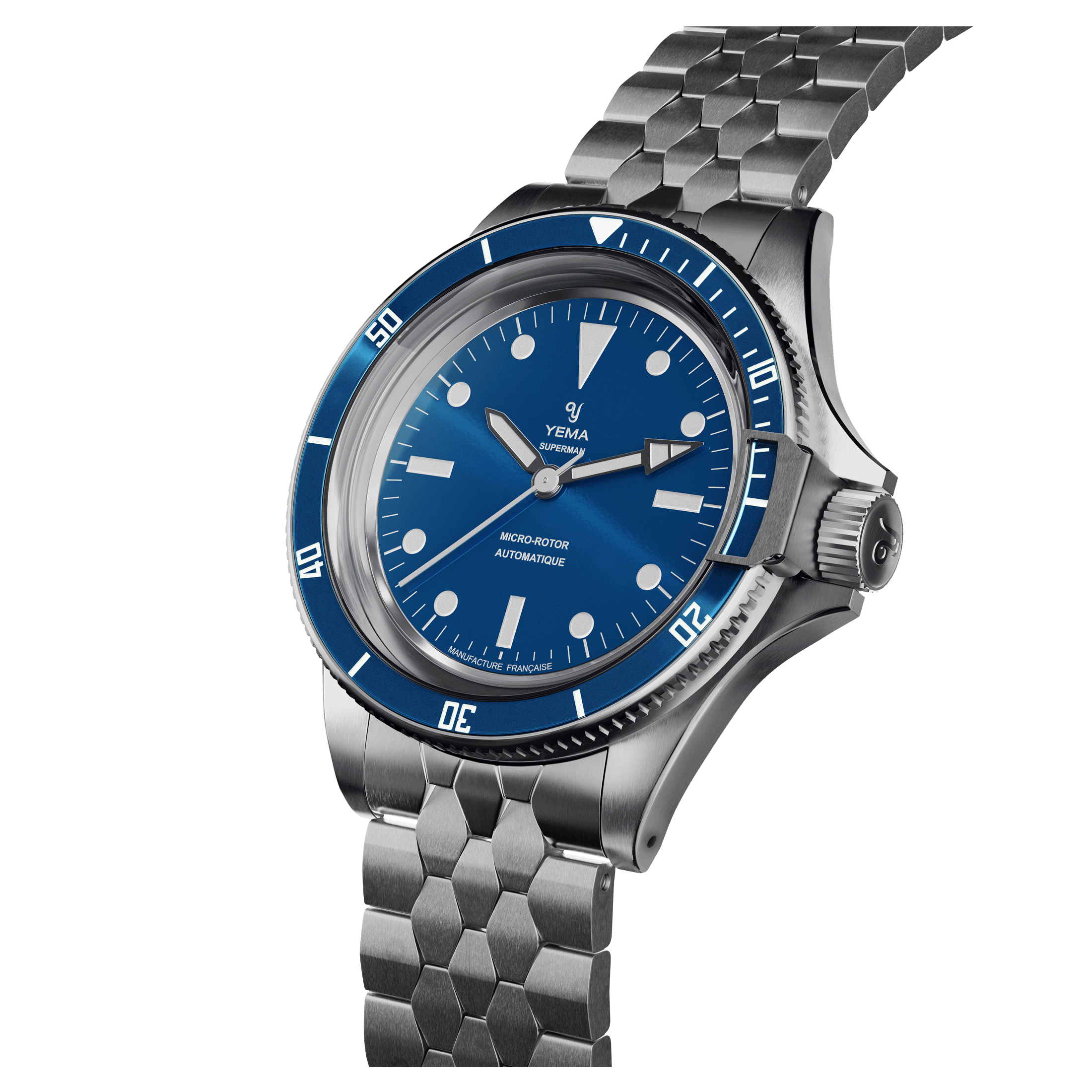 Montre Yema Superman Slim CMM.20 automatique cadran bleu bracelet acier 39 mm 11.24.55.SN.M3