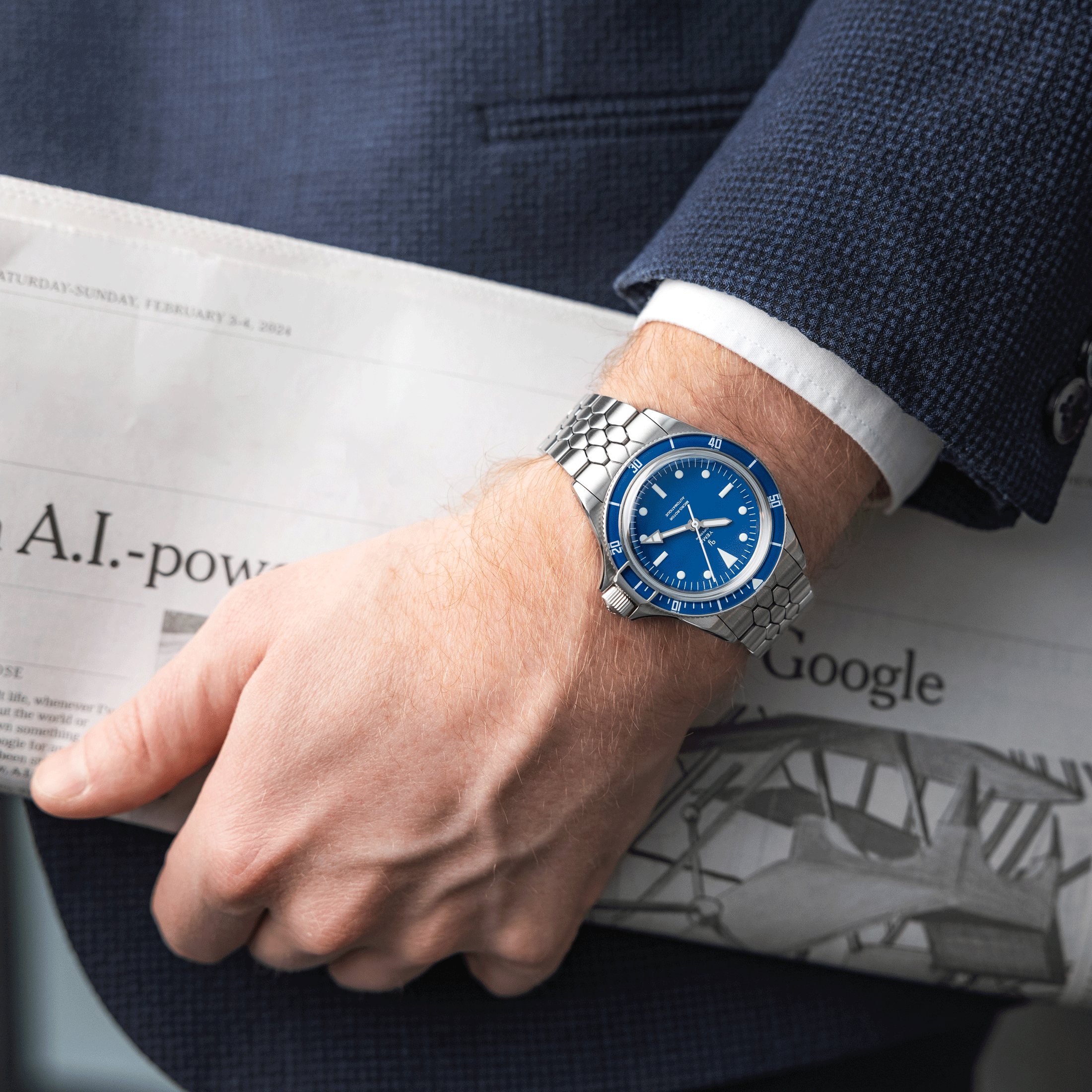 Montre Yema Superman Slim CMM.20 automatique cadran bleu bracelet acier 39 mm 11.24.55.SN.M3