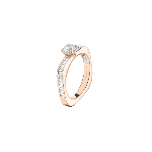 Lepage Intrépide engagement ring in rose gold and diamonds