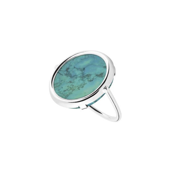Ginette NY Disc Ring in White Gold and Turquoise