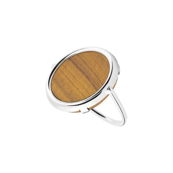Ginette NY Disc Ring in white gold and tiger eye
