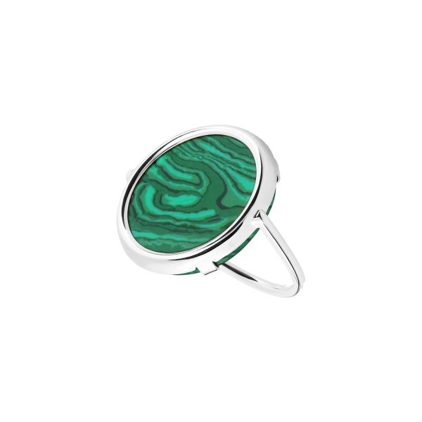 Ginette NY Disc Ring in white gold and malachite