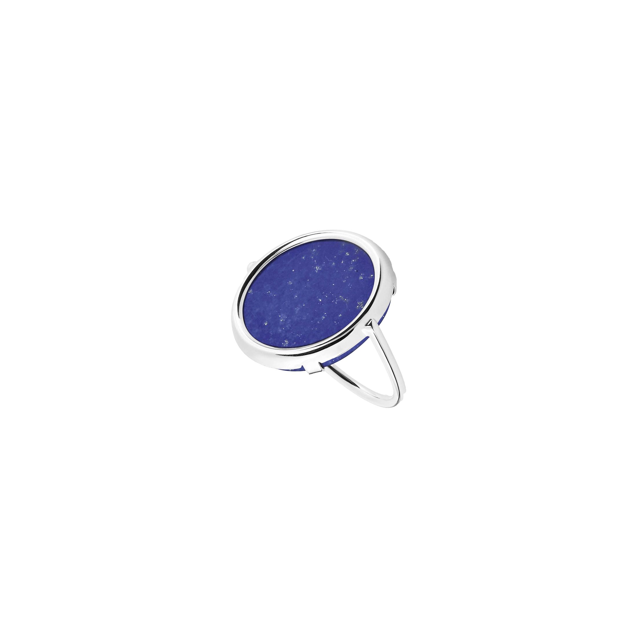 Ginette NY Disc Ring in white gold and lapis lazuli Lepage