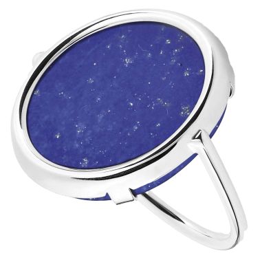 Ginette NY Disc Ring in white gold and lapis lazuli