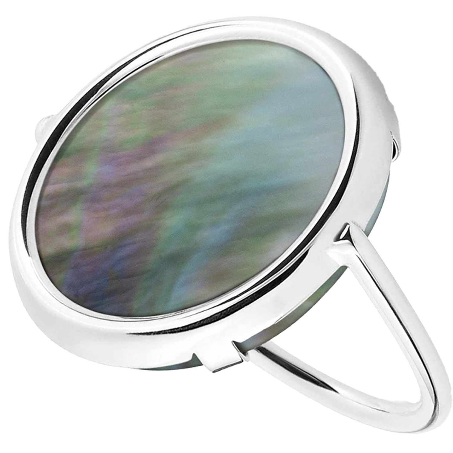 Ginette NY Disc Ring in white gold and black mother-of-pearl