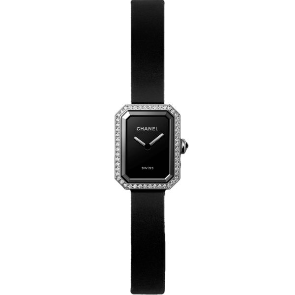 CHANEL Première Ruban quartz watch black lacquered dial bezel set 15.2 mm