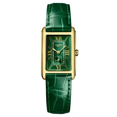 Montre Longines DolceVita Or Jaune quartz cadran vert bracelet cuir vert 20,5 x 32 mm L5.255.6.95.2