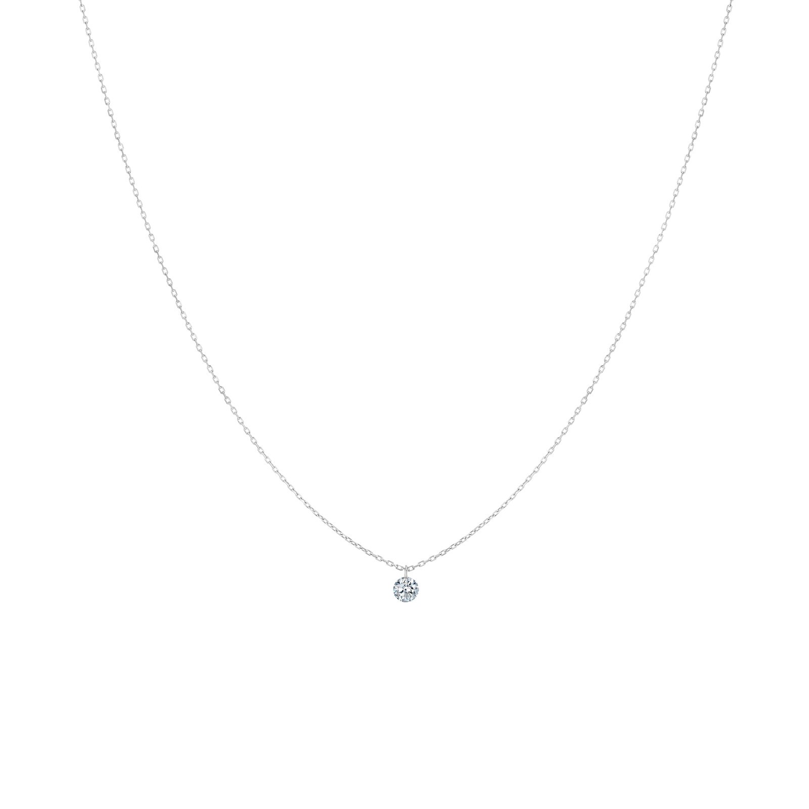 Pendentif La Brune et La Blonde 360° en or blanc et diamant 0,07 carat