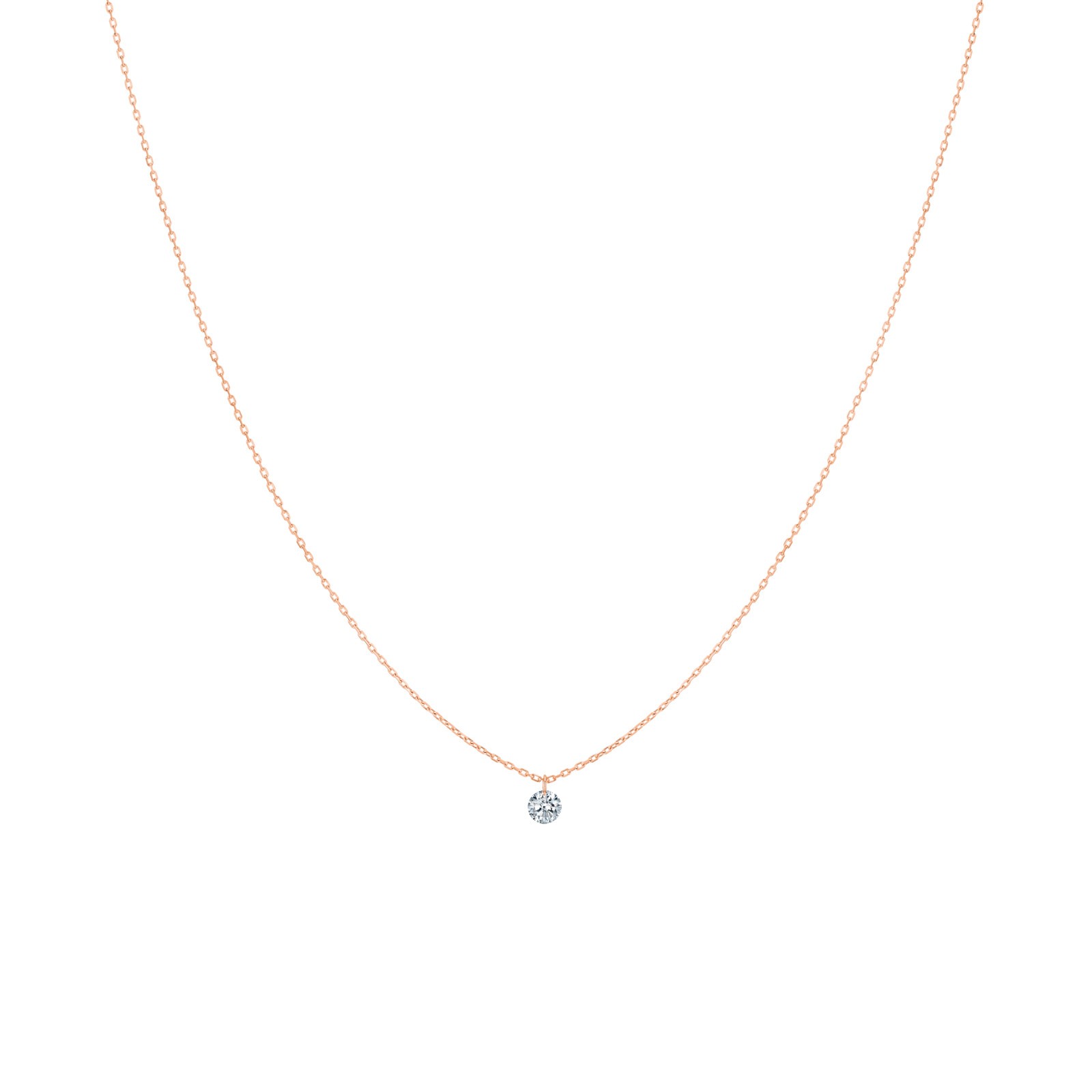 Pendentif La Brune et La Blonde 360° en or rose et diamant 0,07 carat