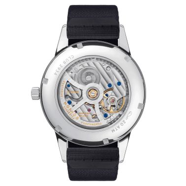 NOMOS Club Date Bleu Sirène automatic watch blue dial blue fabric strap 41,5 mm 777