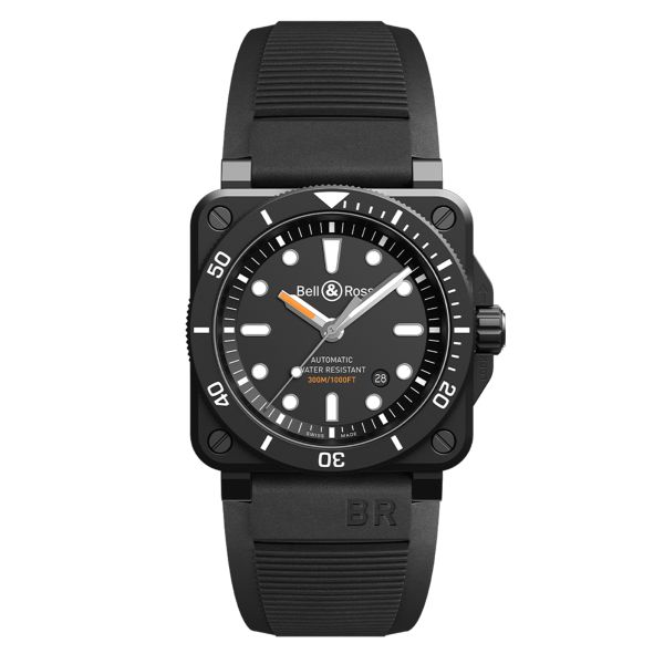 Bell & Ross BR 03-92 Diver Black Matte ceramic automatic black dial rubber strap 42 mm