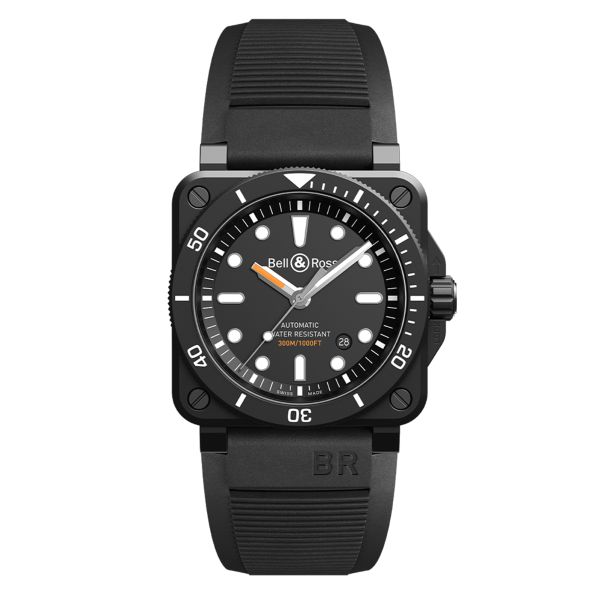 Montre Bell & Ross BR 03-92 Diver Black Matte céramique automatique cadran noir bracelet caoutchouc 42 mm