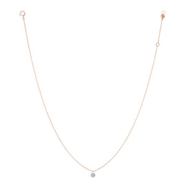 Pendentif La Brune et La Blonde 360° en or rose et diamant 0,07 carat
