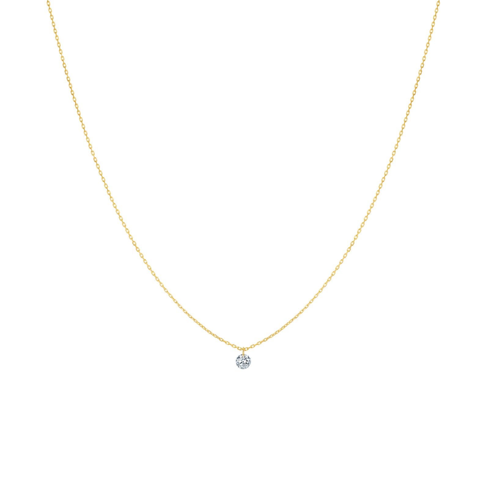 Pendentif La Brune et La Blonde 360° en or jaune et diamant 0,07 carat