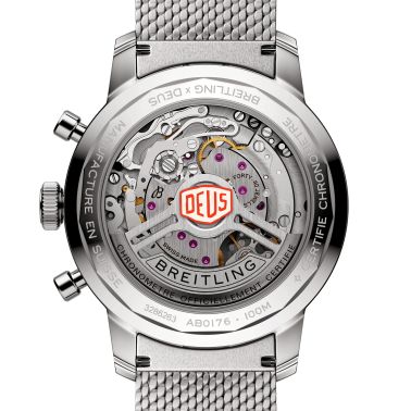 Montre Breitling Top Time Deus B01 automatique cadran noir bracelet acier 41 mm AB01765A1B1A1