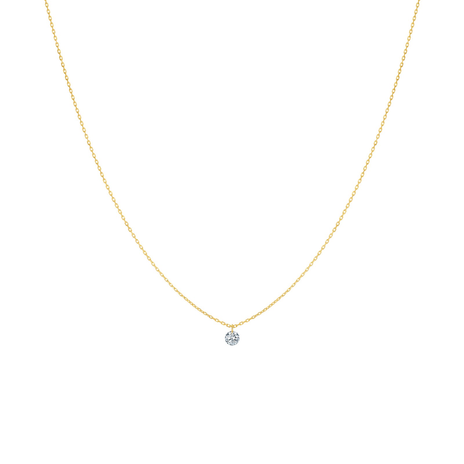 Pendentif La Brune et La Blonde 360° en or jaune et diamant 0,07 carat