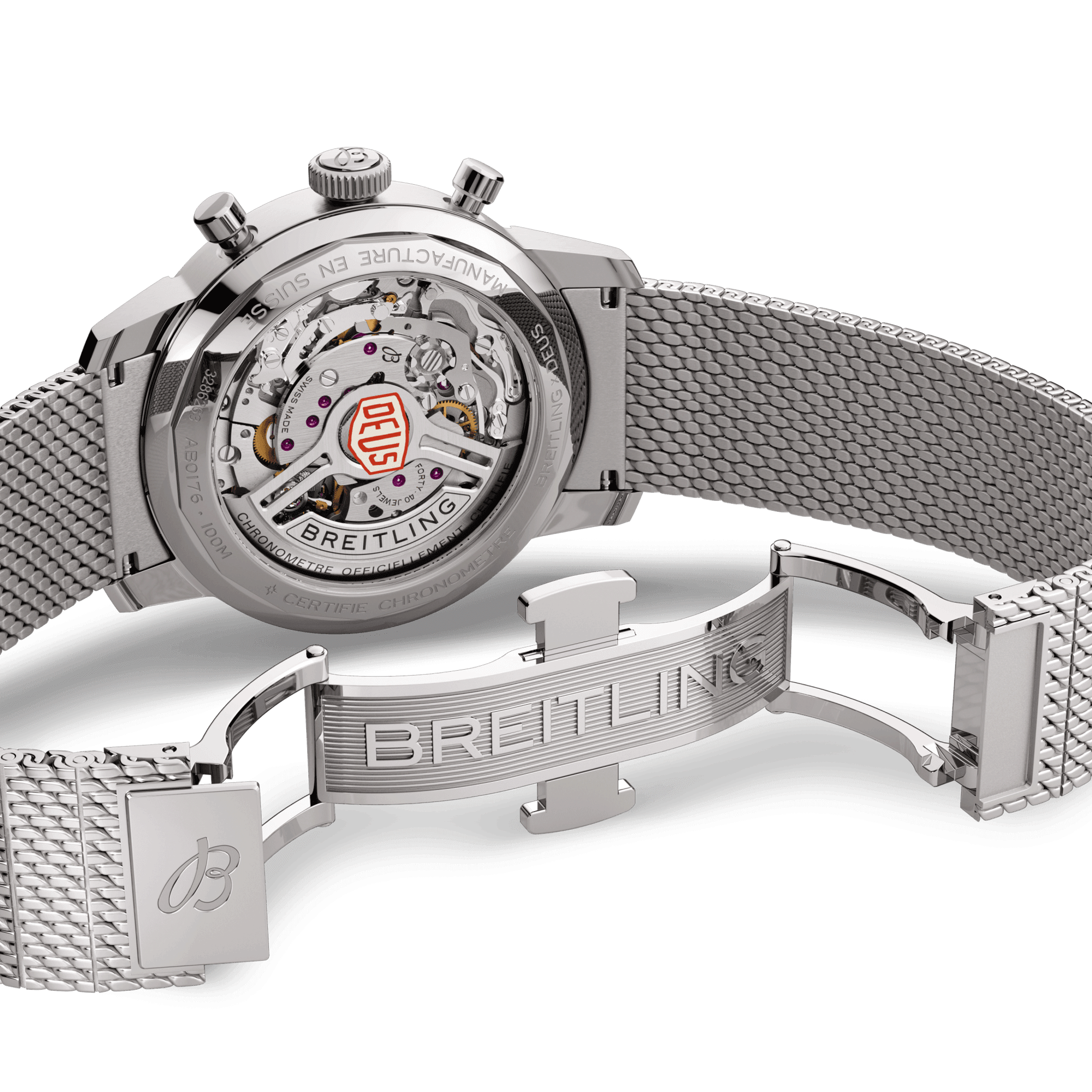 Montre Breitling Top Time Deus B01 automatique cadran noir bracelet acier 41 mm AB01765A1B1A1