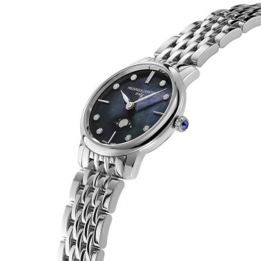Frédérique Constant Slimline Moonphase quartz blue mother-of-pearl dial blue steel bracelet 30 mm