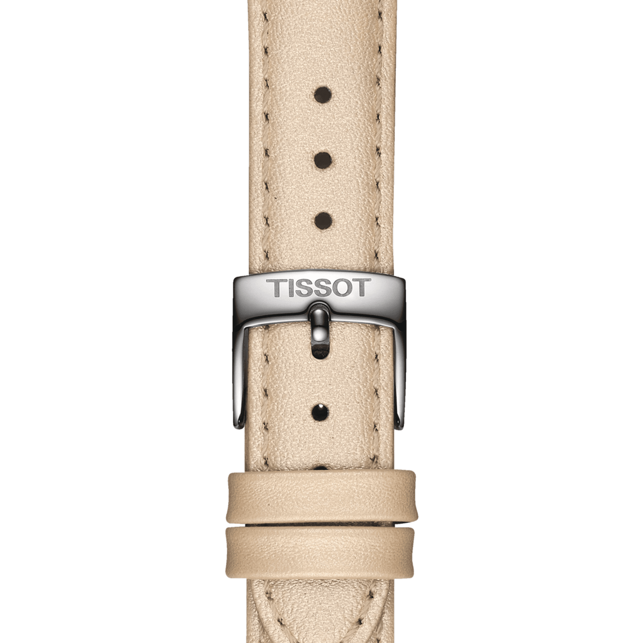 Montre Tissot T-Classic PR 100 PVD or rose quartz cadran nacre blanche bracelet cuir crème 34 mm T150.210.26.111.00