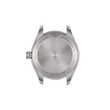 Montre Tissot T-Classic PR 100 PVD or rose quartz cadran nacre blanche bracelet cuir crème 34 mm T150.210.26.111.00