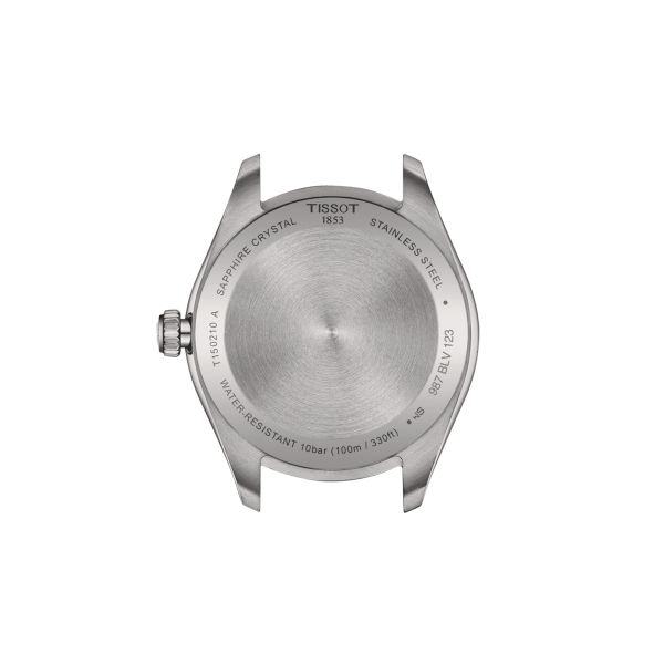 Montre Tissot T-Classic PR 100 PVD or rose quartz cadran nacre blanche bracelet cuir crème 34 mm T150.210.26.111.00