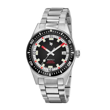 Lip Nautic 3 automatic Nageur-Sauveteur black dial steel bracelet 39 mm