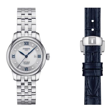 Montre Tissot T-Classic Le Locle 20TH Anniversary Automatic index diamants cadran argent bracelet acier 29 mm T006.207.11.036.01