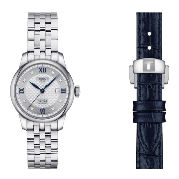 Montre Tissot T-Classic Le Locle 20TH Anniversary Automatic index diamants cadran argent bracelet acier 29 mm T006.207.11.036.01