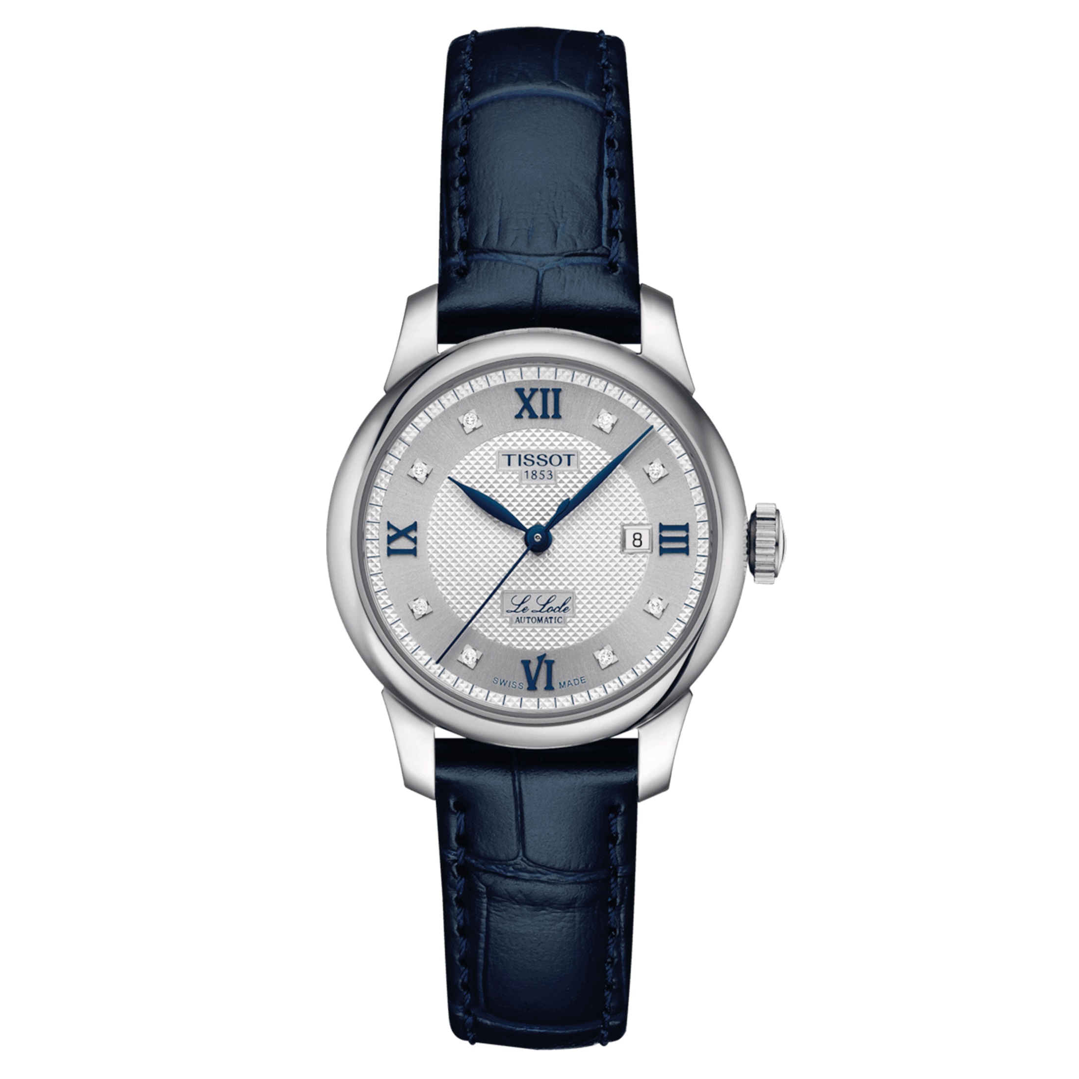 Montre Tissot T-Classic Le Locle 20TH Anniversary Automatic index diamants cadran argent bracelet acier 29 mm T006.207.11.036.01