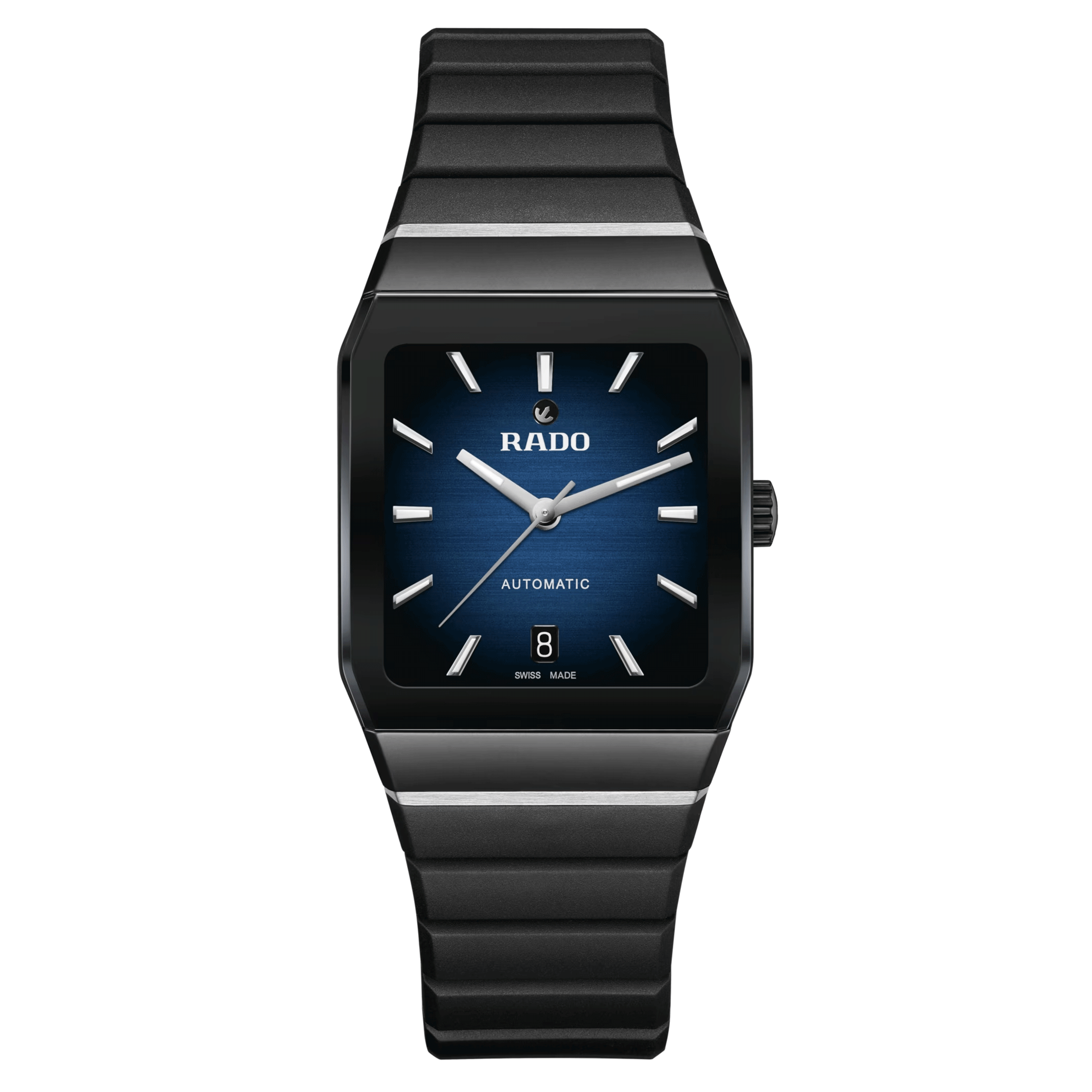Montre Rado Anatom automatique cadran bleu bracelet caoutchouc noir 32,5 mm R10202209