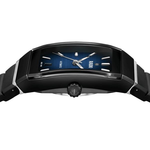 Montre Rado Anatom automatique cadran bleu bracelet caoutchouc noir 32,5 mm R10202209