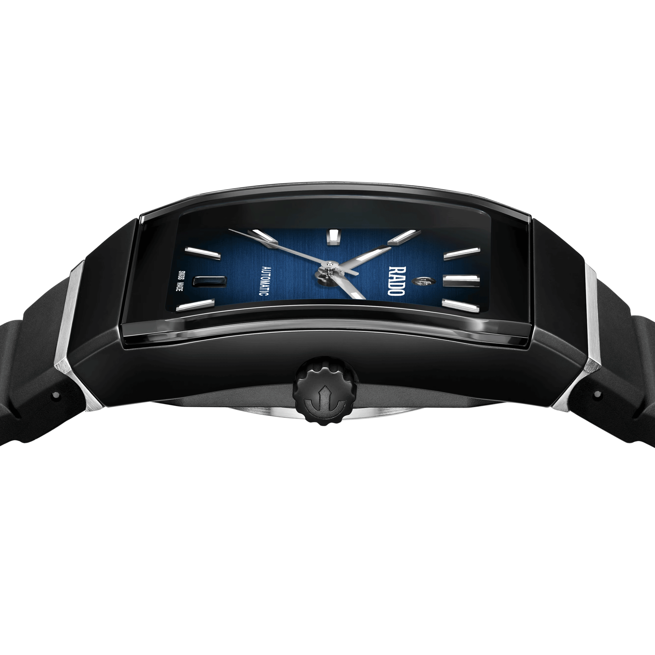 Montre Rado Anatom automatique cadran bleu bracelet caoutchouc noir 32,5 mm R10202209