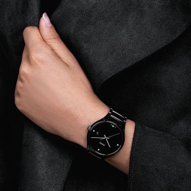 Montre Rado True quartz cadran noir bracelet céramique noire 40 mm