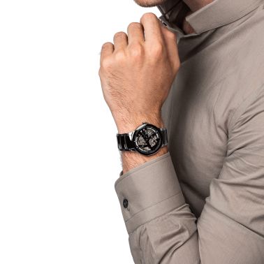 Montre Rado Centrix automatique cœur ouvert bracelet céramique noire 38 mm R30178152