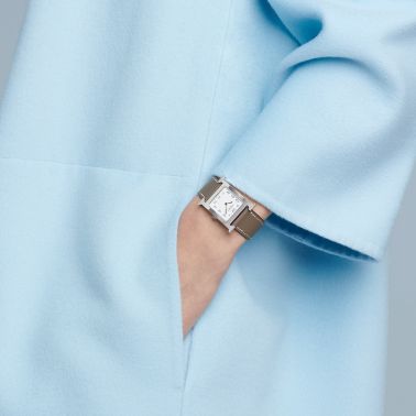 Montre HERMÈS Heure H Moyen Modèle quartz cadran blanc bracelet cuir Barénia marron 30 mm W052395WW00