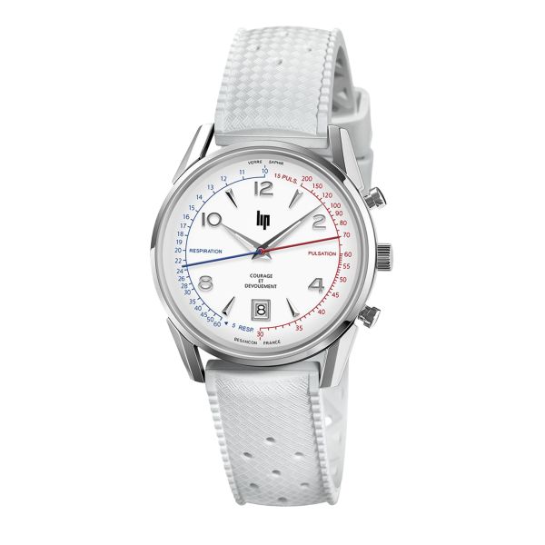 Lip Courage quartz white dial rubber and NATO strap 35 mm