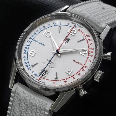 Montre Lip Courage quartz cadran blanc bracelet caoutchouc et NATO 35 mm