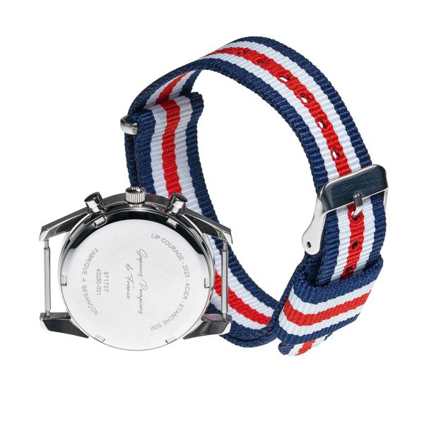 Montre Lip Courage quartz cadran blanc bracelet caoutchouc et NATO 35 mm