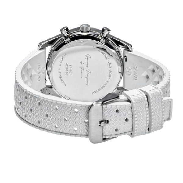 Montre Lip Courage quartz cadran blanc bracelet caoutchouc et NATO 35 mm