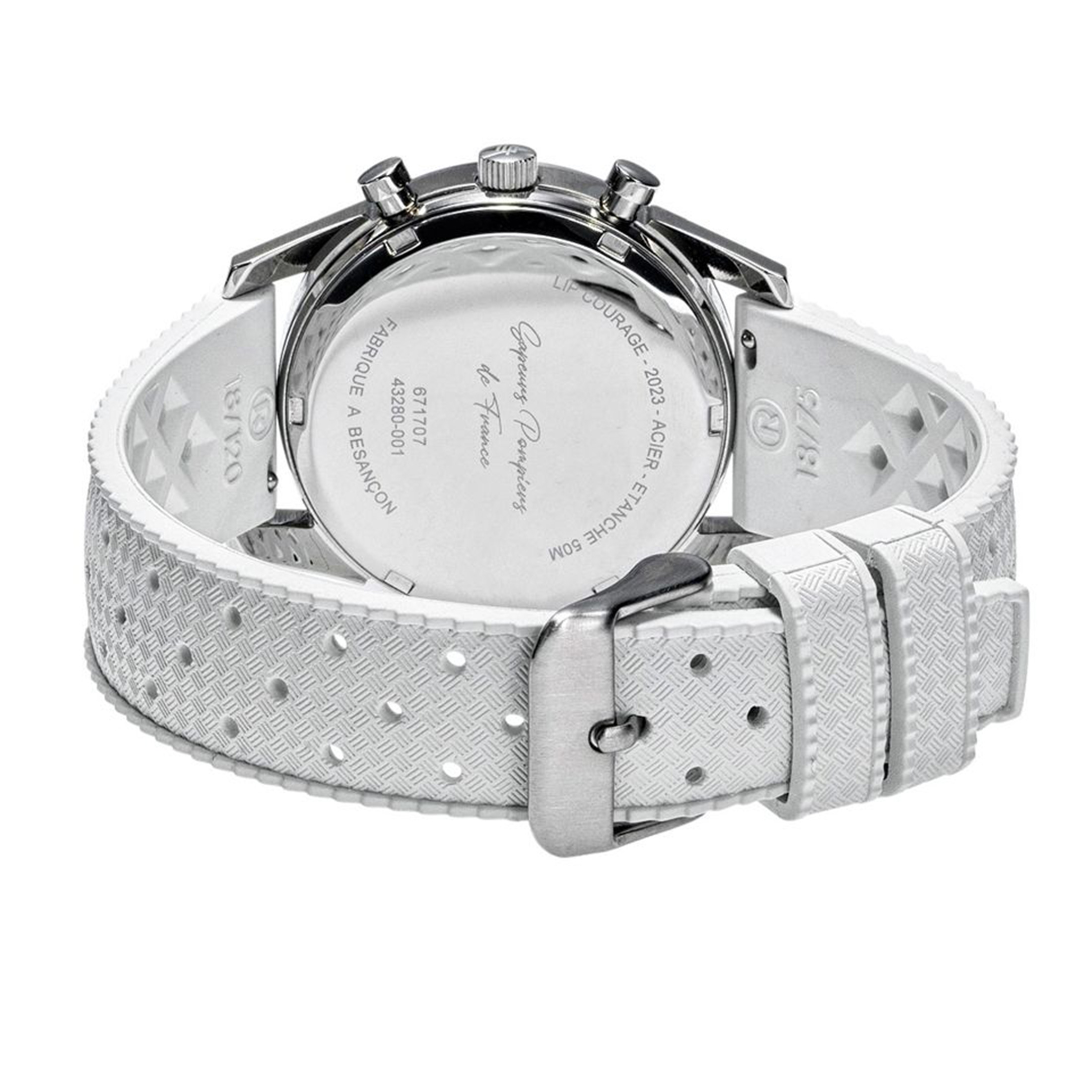 Montre Lip Courage quartz cadran blanc bracelet caoutchouc et NATO 35 mm
