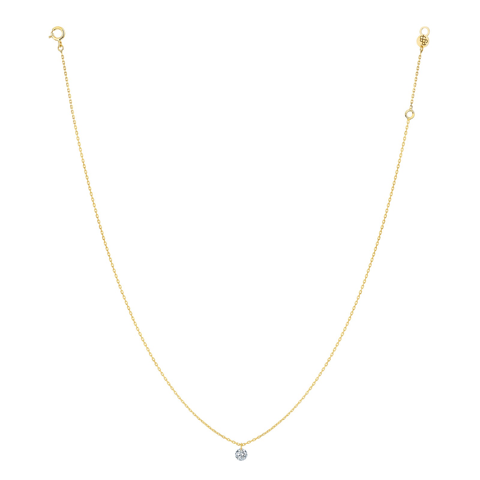 Pendentif La Brune et La Blonde 360° en or jaune et diamant 0,10 carat