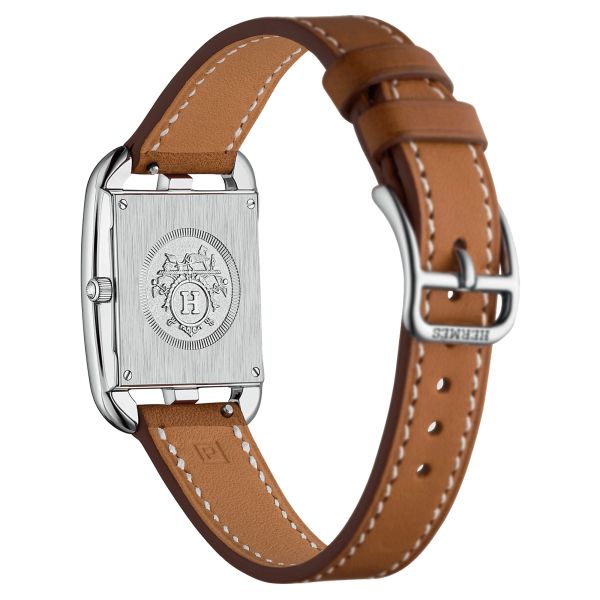 Montre HERMÈS Cape Cod Petit Modèle quartz cadran argenté bracelet cuir marron 31 mm W040232WW00