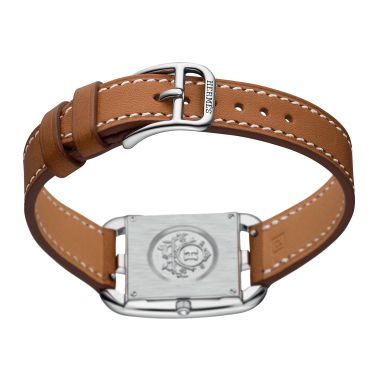 Montre HERMÈS Cape Cod Petit Modèle quartz cadran argenté bracelet cuir marron 31 mm W040232WW00